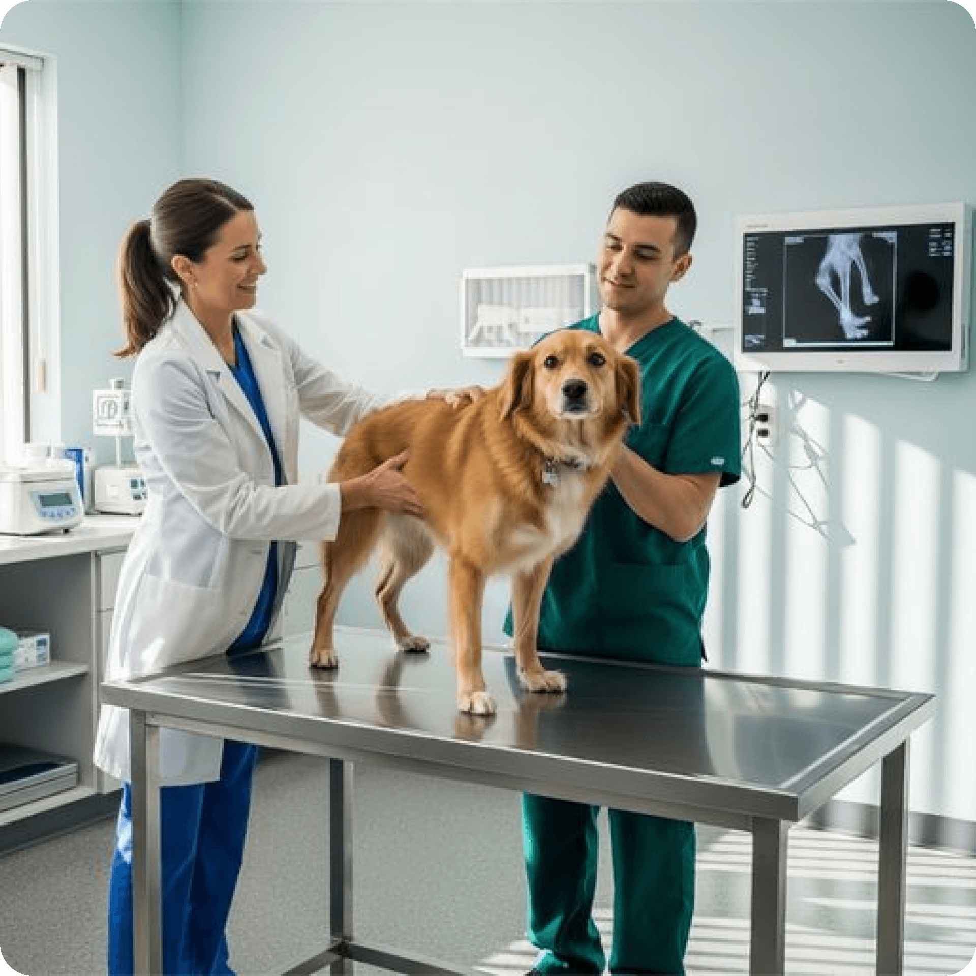 kutya a vizsgalo asztalon